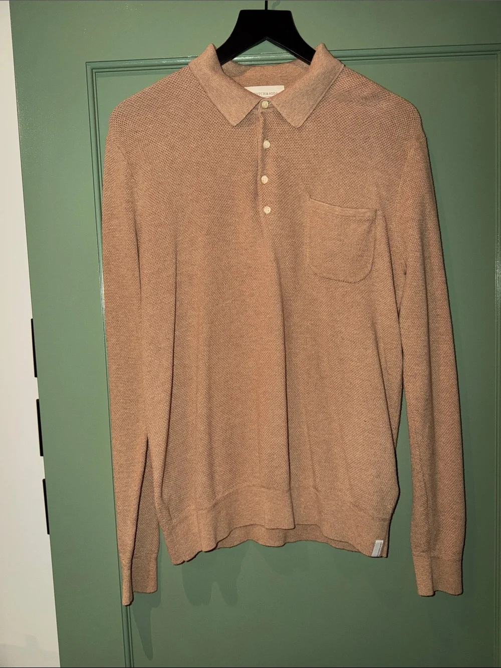 Scotch & Soda Tan Crewneck Polo Sweater